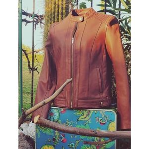 Cole Haan Lambskin Racer Jacket SZ M